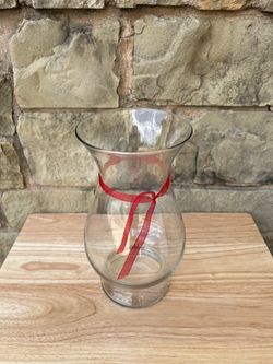 Glass Vase W/ Red Ribbon