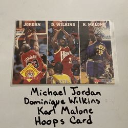 Michael Jordan Chicago Bulls Guard Dominique Wilkins Atlanta Hawks Guard Karl Malone Utah Jazz Forward Hall of Famers Hoops Card.