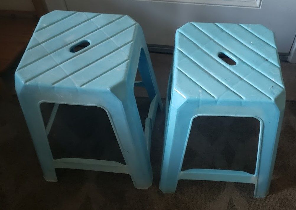 Blue Plastic Square Stool Seat