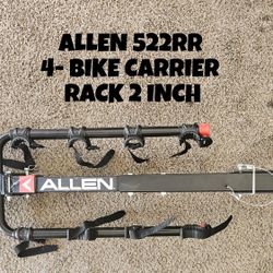 LIKE NEW, ALLEN 522RR, 4- BIKE,CARRIER/RACK