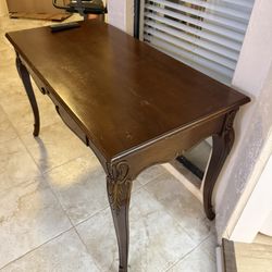 Antique French Provincial Writing Desk – Hand-Carved Hardwood