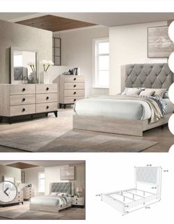 4- Pc Bedroom set Dresser,Mirror  Nightstand (1) Queen size bed frame  Not including Mattress and Box Sp