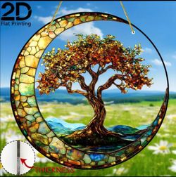 🌙 "Moonlit Roots — Tree of Life Crescent Suncatcher"