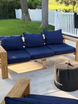 Patio cushions Allen + Roth blue