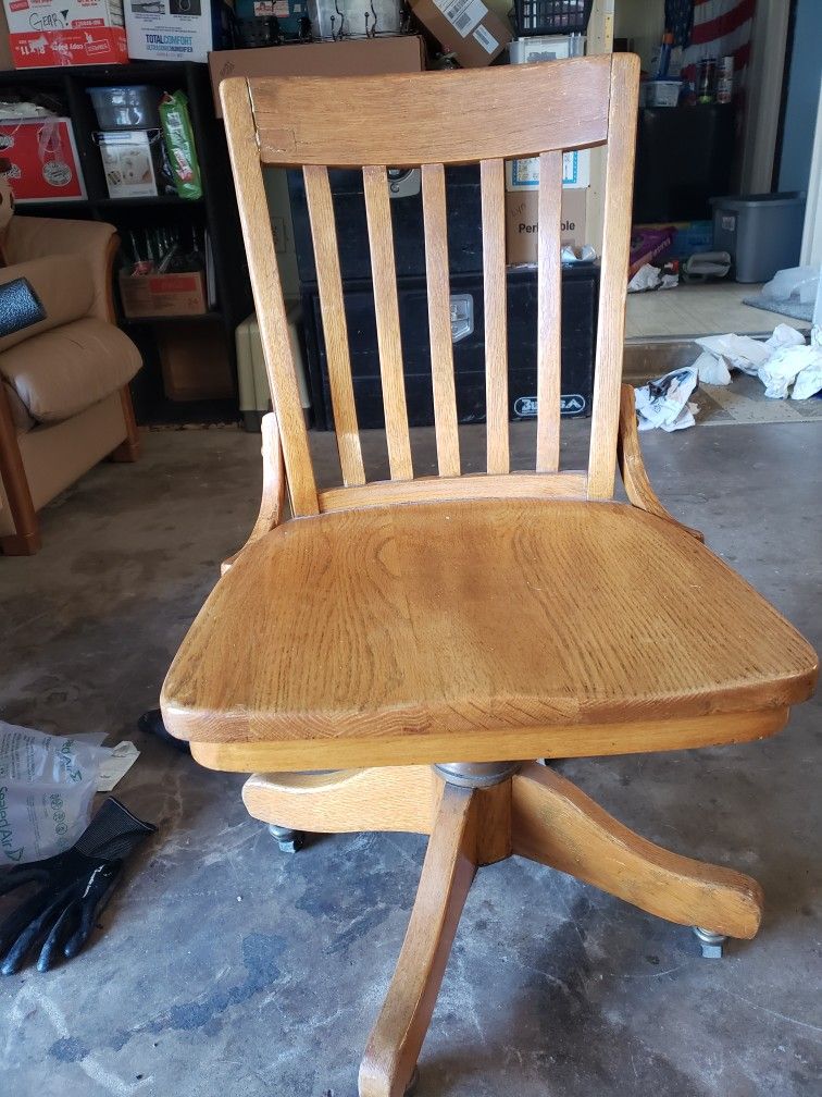 Antique Oak Desk Chair 