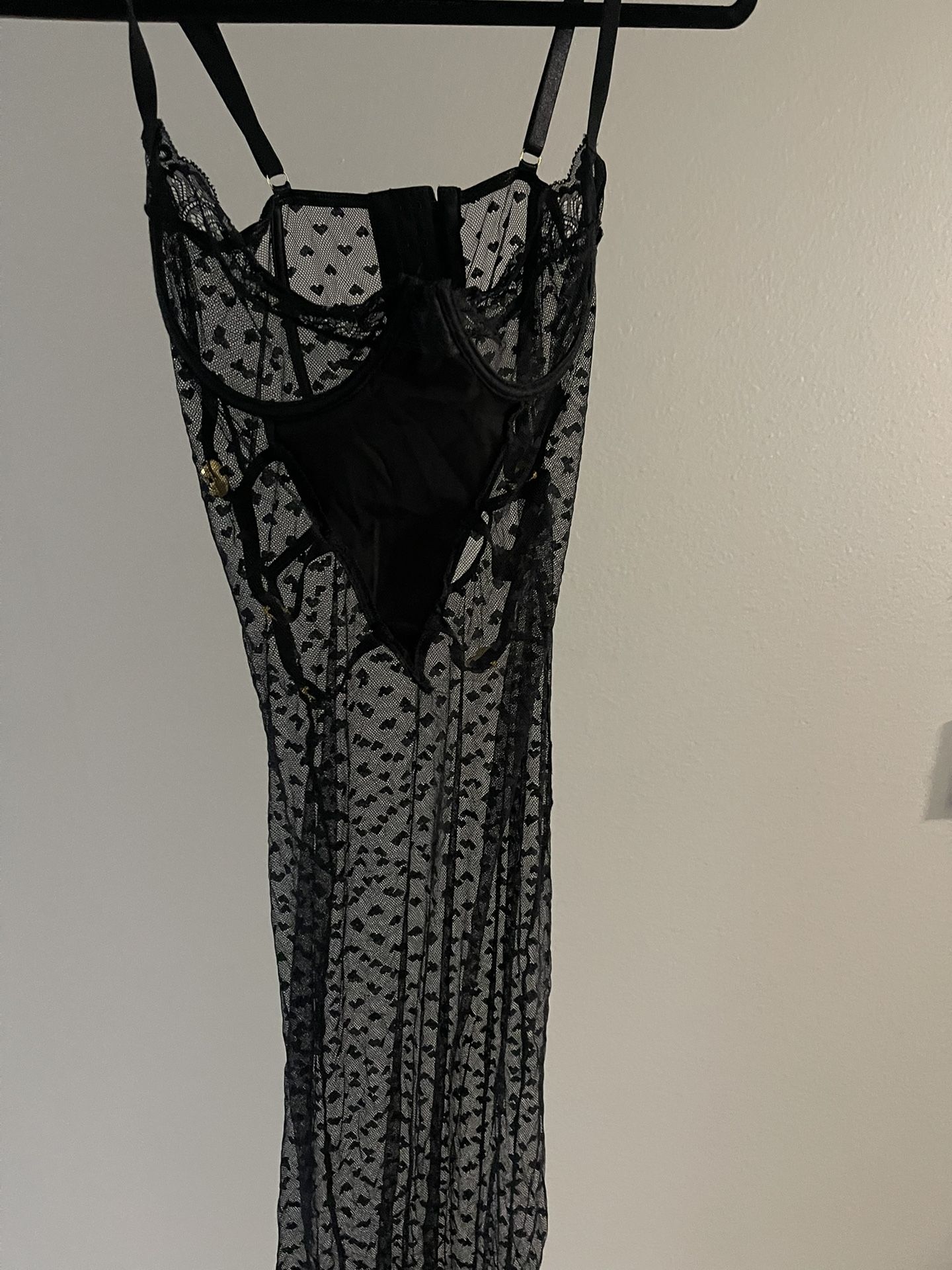 Cute Black Lace Dress& Short Brown Lace Bow Lingerie