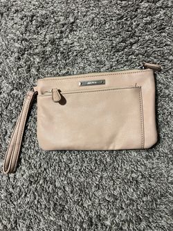 Tan leather clutch $15