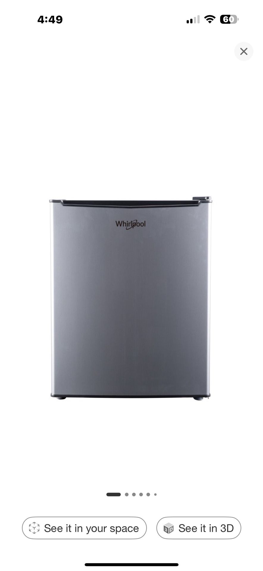 2.7 cu ft Whirlpool Mini Fridge