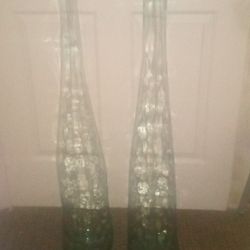 Brand New Designer 46in Tall Thick Glass Set Of Vases High Quality Masterpiece Thick Glass Made In Portugal High Quality Masterpiece Very Detailed