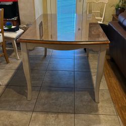 Wood Kitchen Table With Glass Top