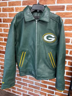 Vintage Green Bay Packers Leather Zip-Up Jacket