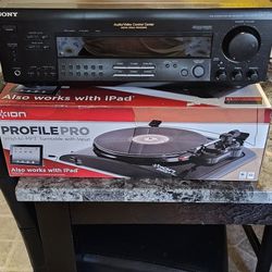 TURNTABLE  WITH  IN PUT AND  SONY  RECEIVER