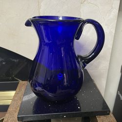 Vintage Cobalt Blue Pitcher 10”T 