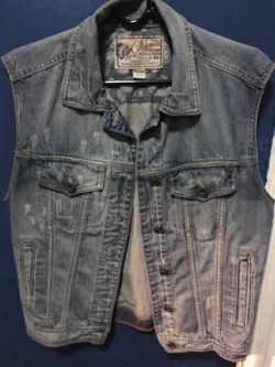 No sleeve Denim blue Jean jacket