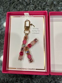 True to Form Initial Letter K Handbag Charm Keychain Bag Purse Backpack.  Brand new in box.  Smoke free home