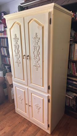Vintage Style Cream Armoire Wardrobe Cabinet