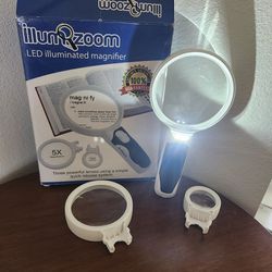 Led Iluminated magnifier.
2X 
5X
16X
3 standard AAA Battery. ( Not included).