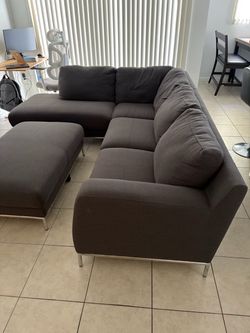 Dark Gray Fabric Sectional Sofa with Chaise Lounge