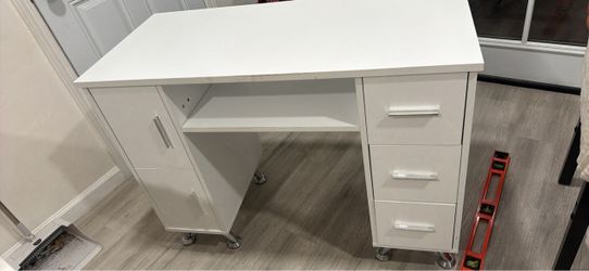 Nail Desk with Drawers and Cabinet