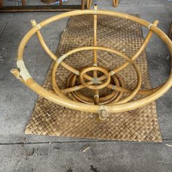 Vintage Rattan Fish Bowl Tiki Tropical Style Coffee Table - I HAVE THE GLASS