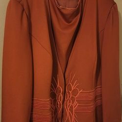 3pc Women's Orange Skirt Suit Plus Size 