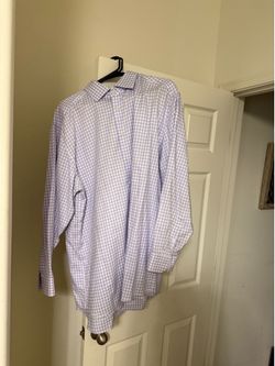 Michael Strahan Purple Checkered Button Down