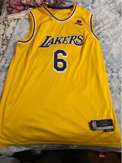 Nike Los Angeles Lakers LeBron James #6 Icon Jersey 75th Patch Yellow 52