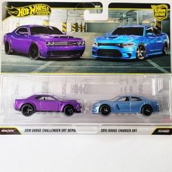  Hot Wheels 2018 Dodge Challenger Demon & 2015 Charger SRT