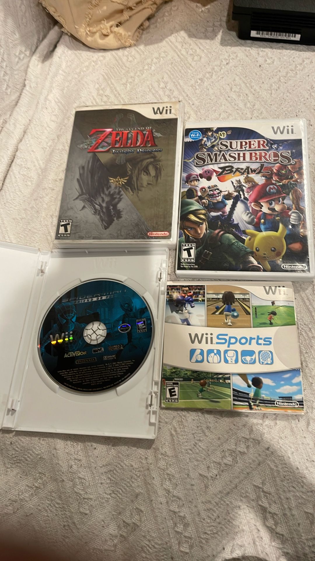 WiiThe Legend Of Zelda Twilight Prince, Super Smash Bra, Spider-Man, Friendly, Wii Sports