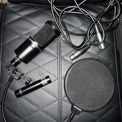 Audio Technica AT2020 Cardioid Condenser Studio XLR Microphone with extra mich and puff filter