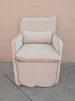 Sixpenny Melo  Linen Slipcovered Armchair with Lumbar Pillow