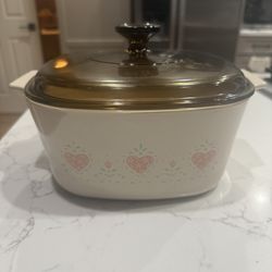 3 Quart Square Casserole With Amber Pyrex Lid Corelle Forever Yours Design By Corningware 