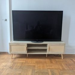 Panasonic 65" OLED TV + Boho Rattan TV Stand