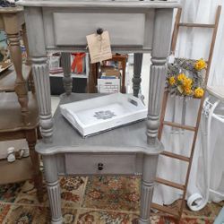 End Tables Set Gray Weathered Finish 