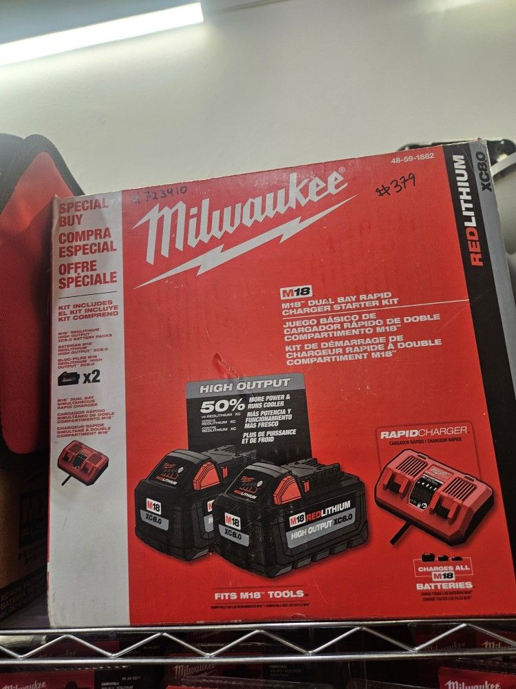 Milwaukee M18 Fuel Battery Pack With Dual Rapid Charger
