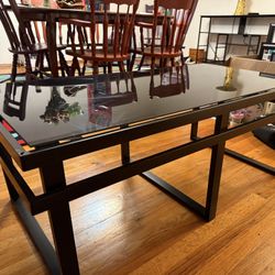 three pc. black glass table set
