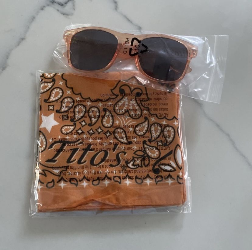 Tito’s Handmade Vodka Promo Swag BANDANA, SUNGLASSES