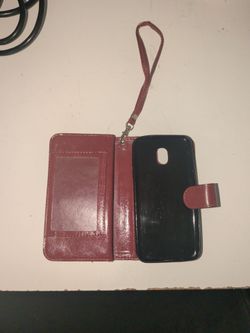 Brown-Red Leather Wallet Phone Case