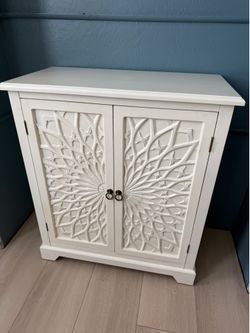 Boho Carved Medallion Storage Cabinet