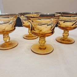 Set of 4 Fostoria Jamestown Amber Footed Champagne/Tall Sherbet Goblets