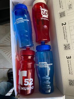 Lot of 4 Promotional Plastic Water Bottles