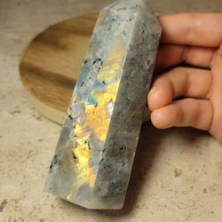 Rainbow Flash White Labradorite Crystal 