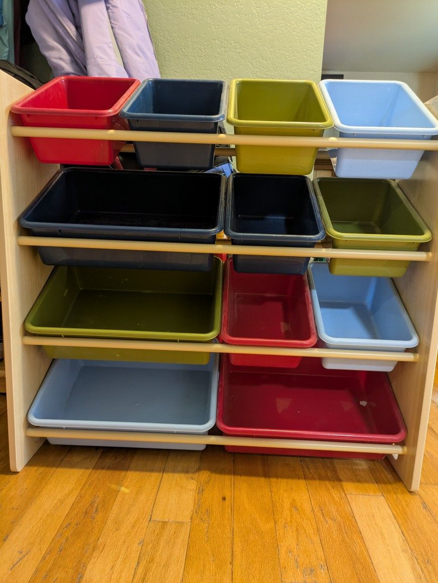 Toy Shelves With Bins