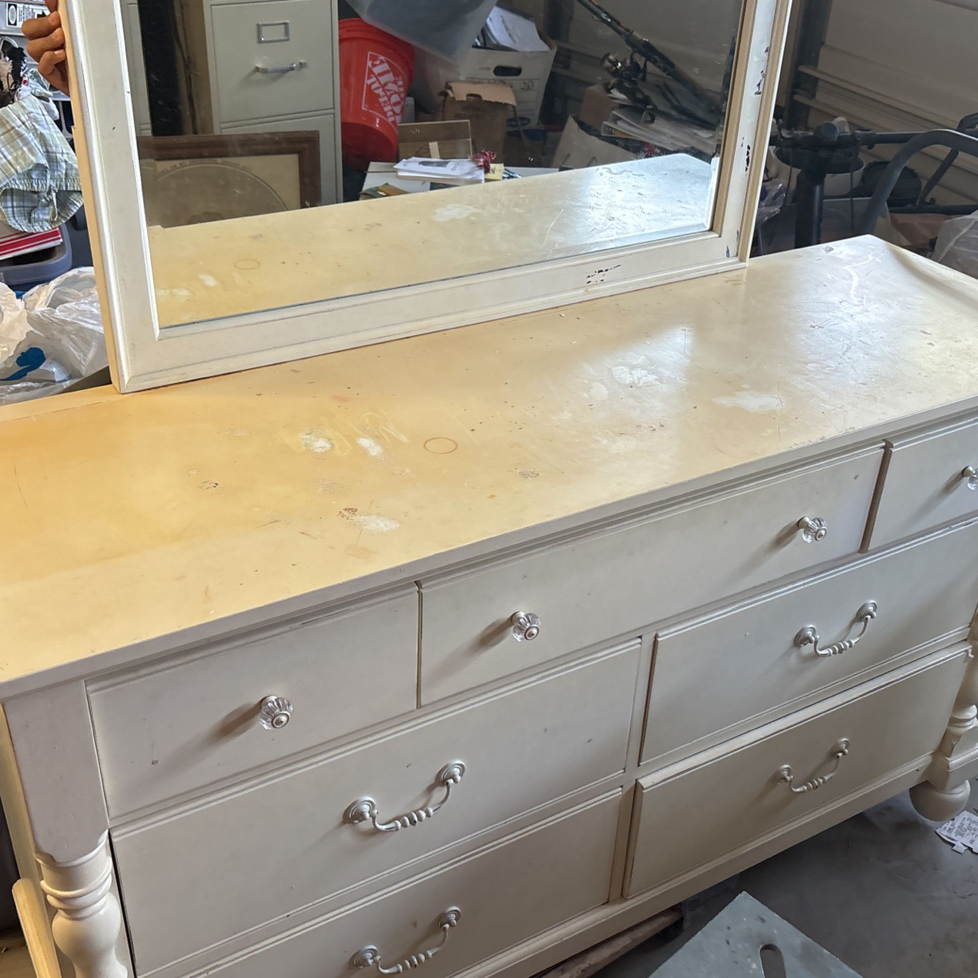Trundle Bed Frame (disassembled) And Matching Dresser With Mirror