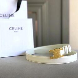 Celine woman’s belt classic in genuine calfskin White 85/medium