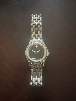 Vintage Movado Museum Classic Two Tone Link Watch 97AZ8(contact info removed) Fits Up To 7.5 Inch Wrist