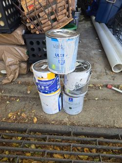 5  Full or Mostly Full Gal Cans of Paint