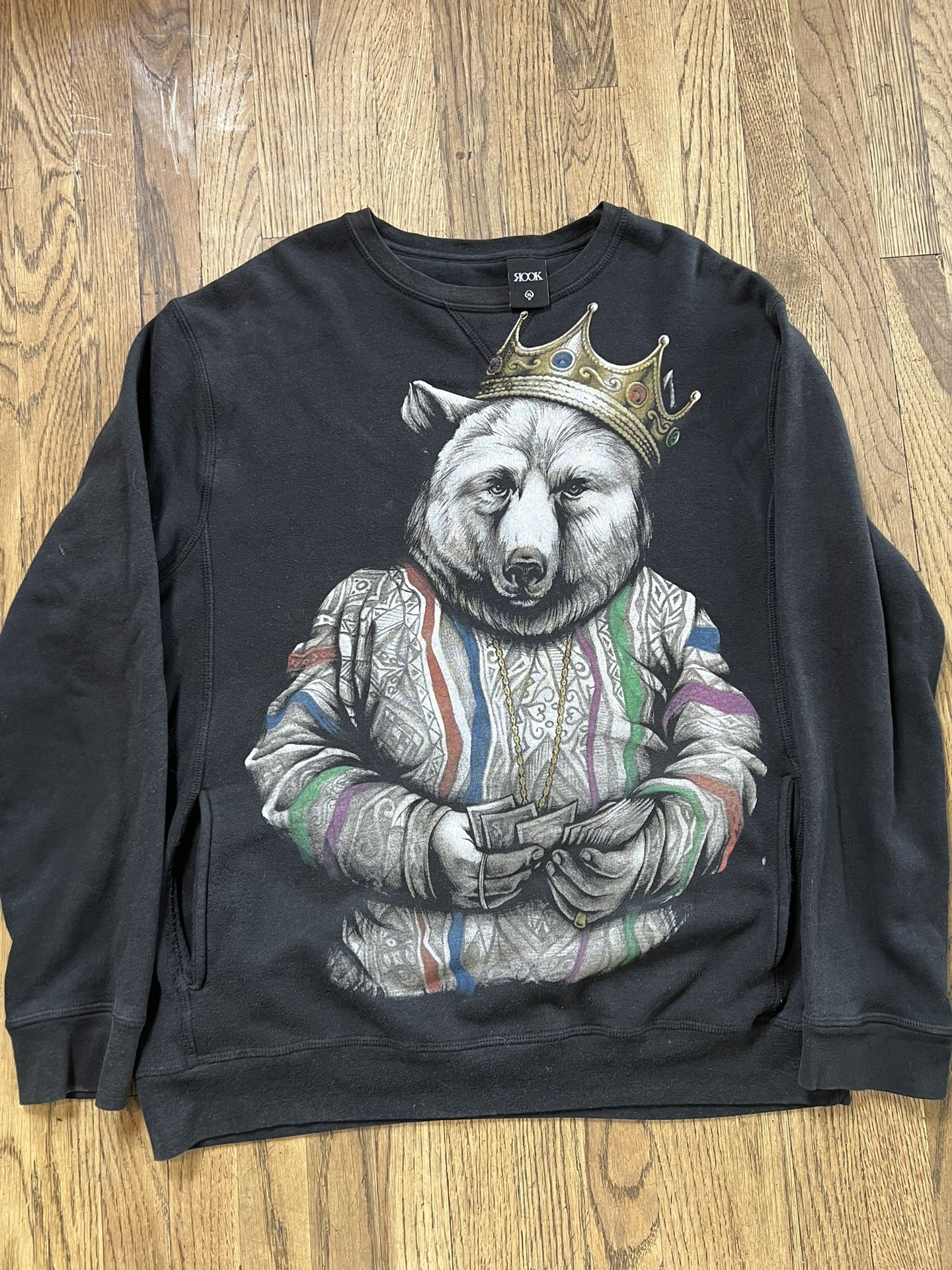 NOTORIUS B.I.G. Bear In COOGI Mash Up sweatshirt ROOK Men’s Large Blue Hip Hop XL