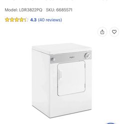 Whirlpool 3.4 Cubic Feet Stackable Electrical Dryer