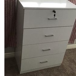 Dresser, Chest, Tall Chest, White W Lock